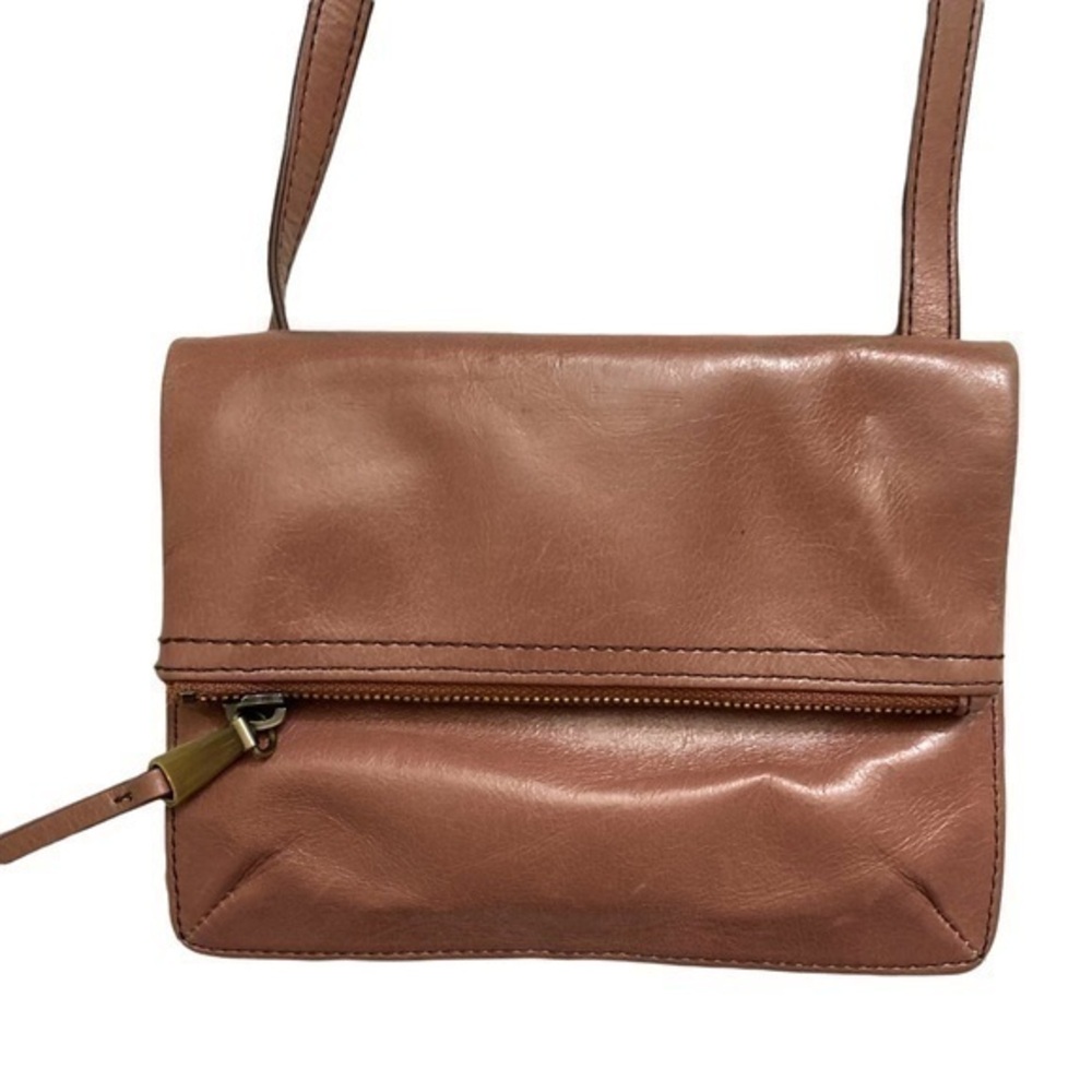 Hobo pink brown leather crossbody bag